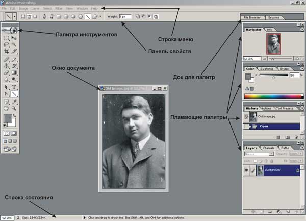 Уроки Adobe Photoshop. Интерфейс программы в Adobe Photoshop.